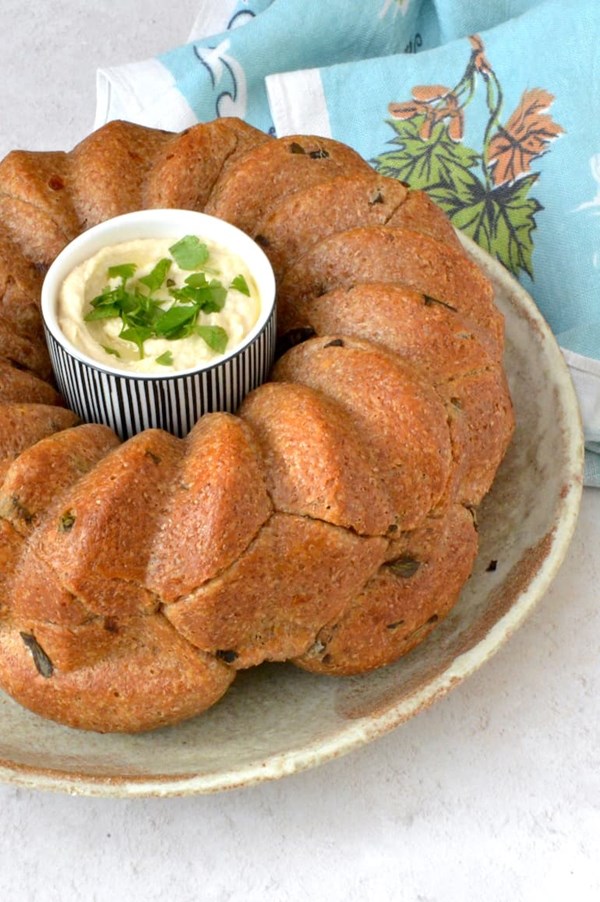Savoury monkey bread made with wholemeal flour