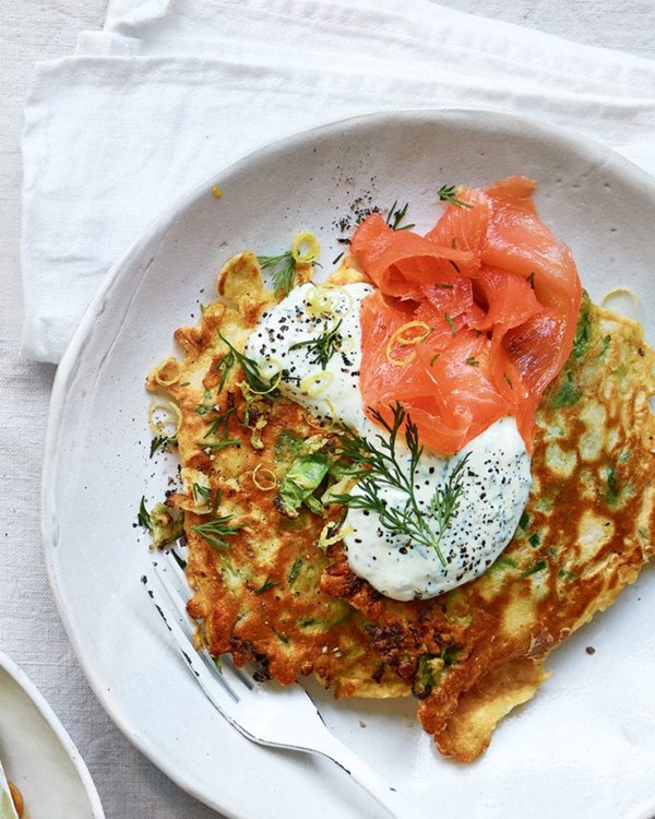 Savoury pancakes with smoked salmon