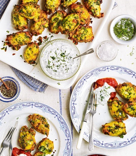 Savoury ricotta and greens fritters