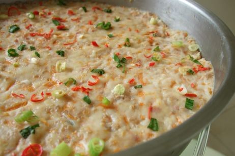 Savoury steamed pumpkin cake