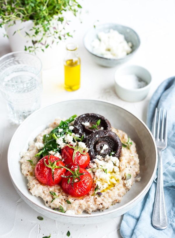Savoury steel-cut porridge