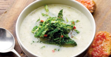 Savoy cabbage and Parmesan skin soup