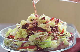 Savoy cabbage and radicchio slaw with blood orange dressing