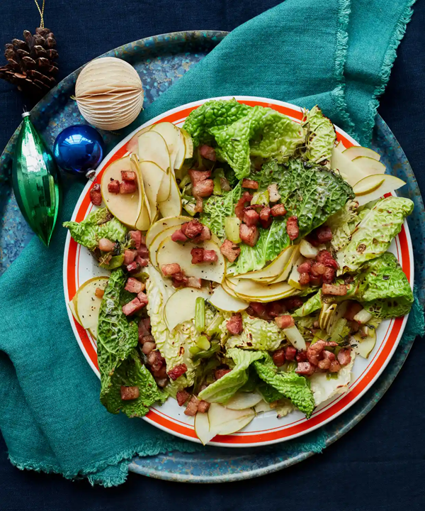 Savoy cabbage with cider-and-mint dressing