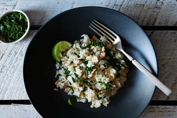 Scallion and coconut rice with pork
