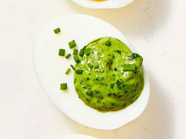 Scallion-chive deviled eggs