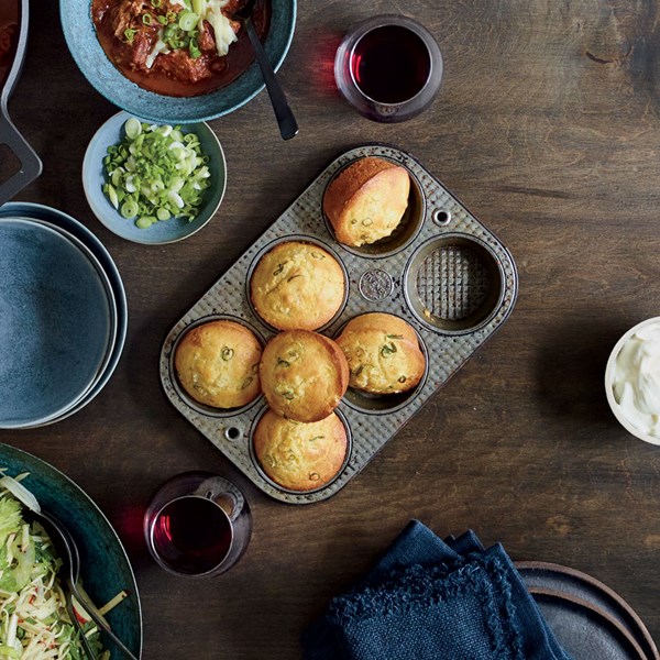 Scallion-corn muffins