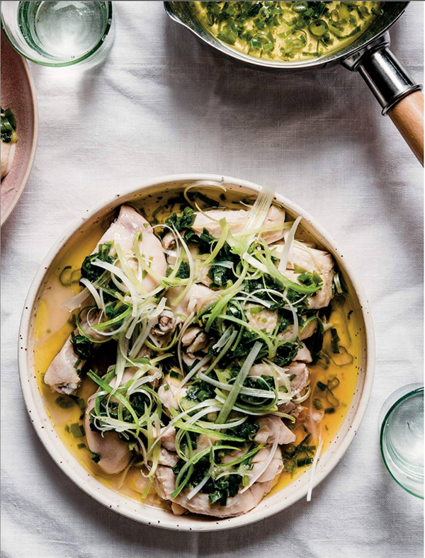 Scallion oil-poached chicken (Cōng yóu jī)
