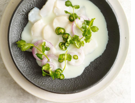 Scallop aguachile with coconut