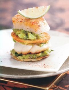 Scallop and avocado tortillas