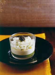 Scallop ceviche, fennel cream and cucumber jelly