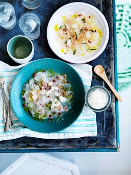 Scallop crudo with lemon and rosemary granita