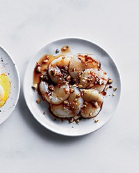 Scallop crudo with pecans and ponzu sauce