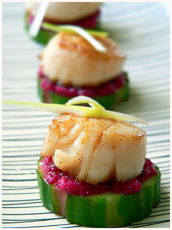 Scallop horseradish finger food