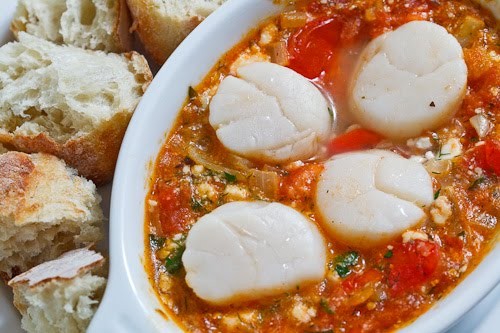 Scallop saganaki