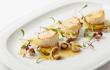 Scallop salad with cobnuts