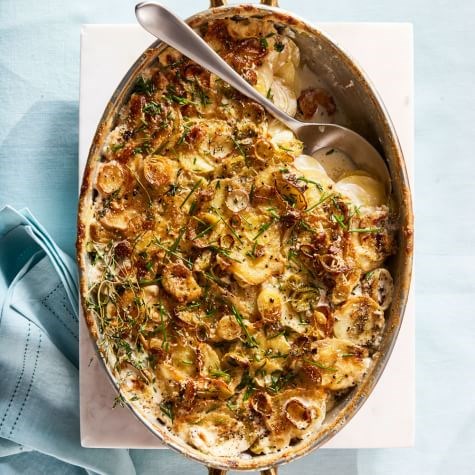 Scalloped potatoes with leeks