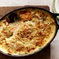 Scalloped russet and sweet potatoes