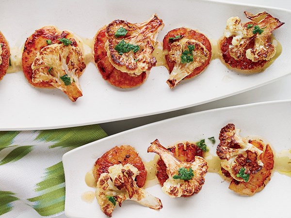Scallops and cauliflower with caper-raisin sauce [Jean-Georges Vongerichten and Mark Bittman]