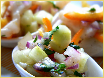 Scallops ceviche and kumquats