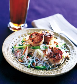 Scallops with Asian noodle salad