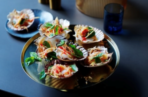 Scallops with green mango and red nahm jim