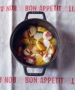 Scallops with ham and Sauternes