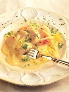 Scallops with leeks