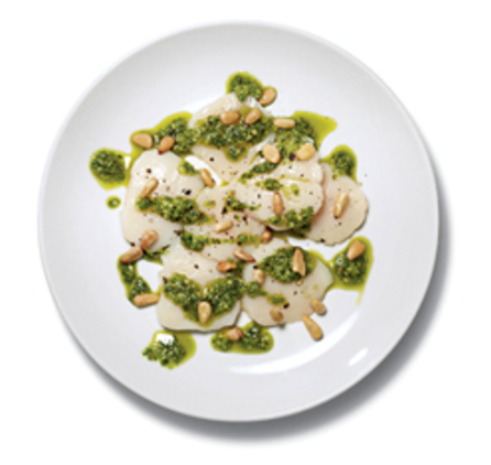Scallops with pesto