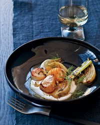 Scallops with yogurt and fennel