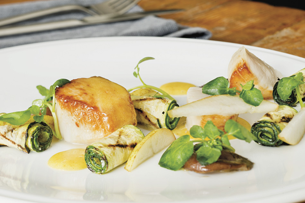 Scallops with zucchini & brown butter sauce