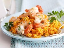 Scampi on couscous