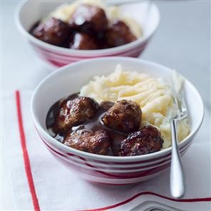 Scandinavian meatballs with rich gravy (Frikadeller)