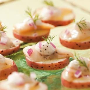 Scandinavian pickled herring bites