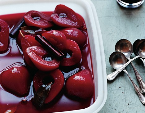 Scarlet poached pears