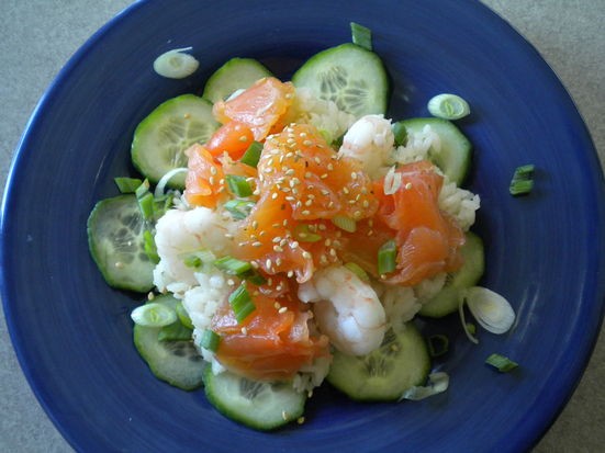 Scattered rice (Green tea chirashi)