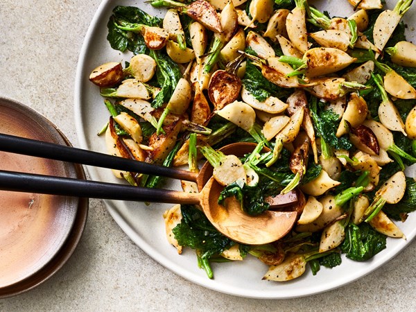 Schmaltzy Hakurei turnips with rosemary