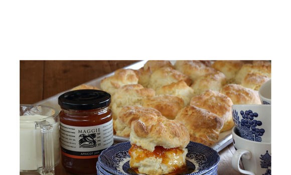 Scones with Maggie's Orchard apricot jam