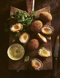 Scotch eggs with mustard mayonnaise 