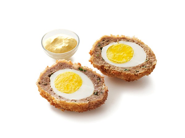 Scotch eggs with mustard sauce