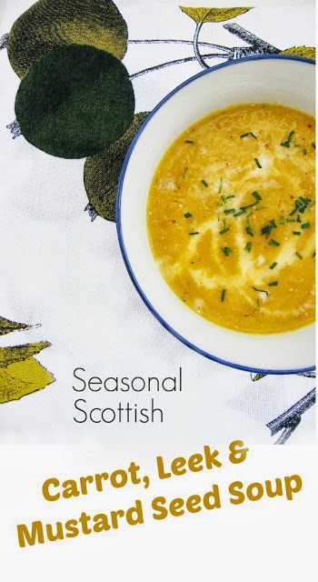 Scottish carrot and leek soup with mustard seeds