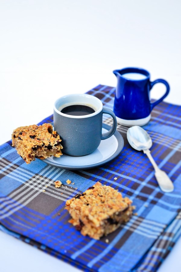 Scottish oaty walnut and raisin flapjacks