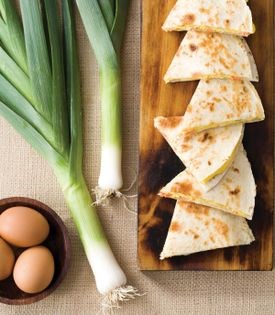 Scrambled egg & salmon quesadillas