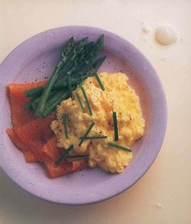 Scrambled eggs and smoked salmon