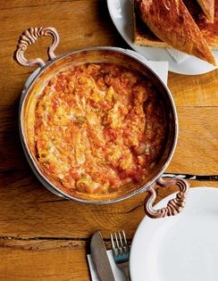 Scrambled eggs with vegetables (Menemen)