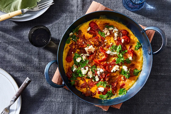 Scrambled red shakshuka