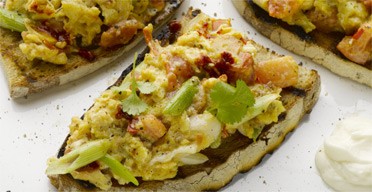 Scrambled smoky duck eggs on sourdough