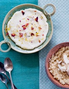 Screwpine-infused ground rice pudding