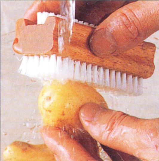 Scrubbing potatoes