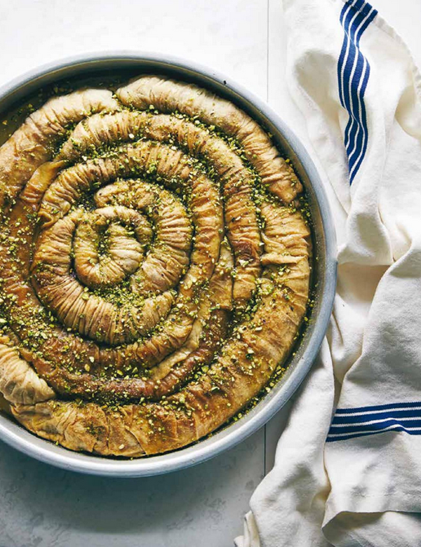 Scrunched walnut filo pastry with syrup (Saraili)